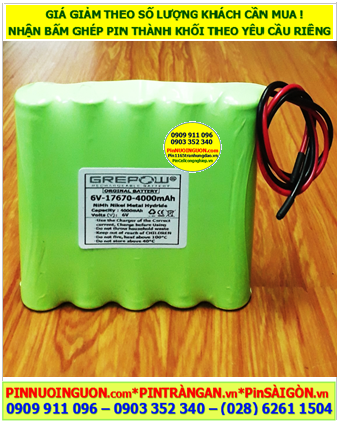 Pin sạc 6v-17670-4000mAh, Pin sạc NiMh chất lượng cao GREPOW 6v-17670-4000mAh chính hãng
